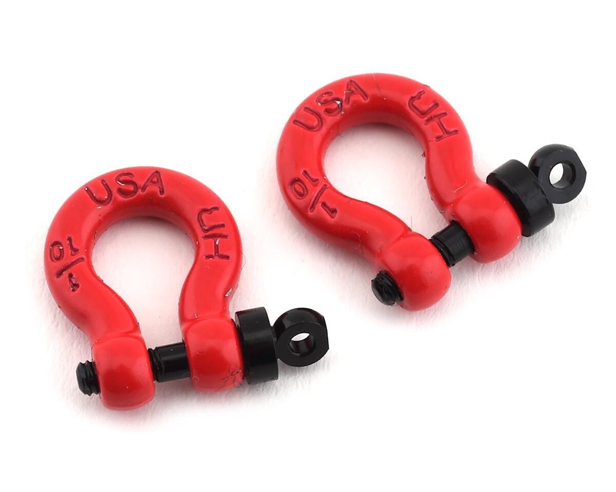 HRAACC808X02 Hot Racing Aluminum 1/10 Scale D-Ring Tow Shackle (Red) (2)