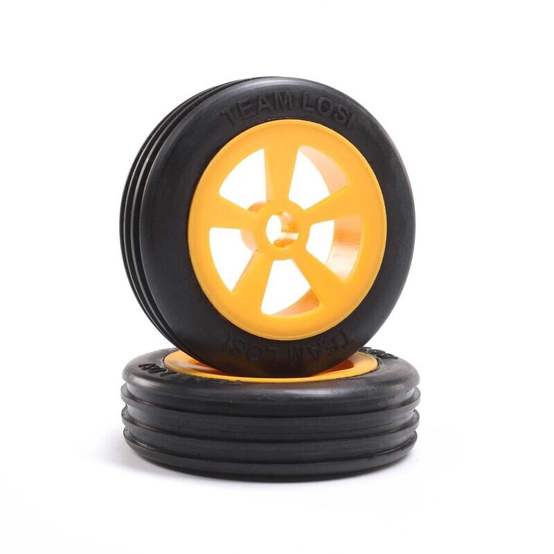 LOS41019 Rib Front Tires, Mounted, Orange (2): Mini JRX2