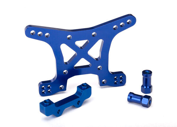 6839X Shock tower, front, 7075-T6 aluminum (blue-anodized)