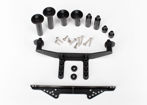 1914R - Body mount, front &amp; rear (black)/ body posts, 52mm (2), 38mm (2), 25mm (2), 6.5mm (2)/ body post extensions (4)/ hardware