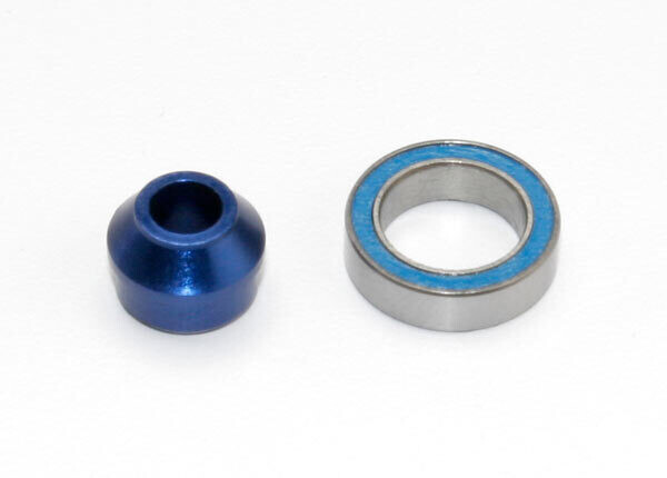 6893X Bearing adapter, 6160-T6 aluminum (blue-anodized) (1)/10x15x4mm ball bearing (blue rubber sealed) (1) (for slipper shaft)