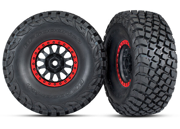 8474 Tires &amp; wheels, assembled, glued (Method Race Wheels 101 Beadlock wheels, black with red beadlock, BFGoodrich Baja KR3 tires) (2)