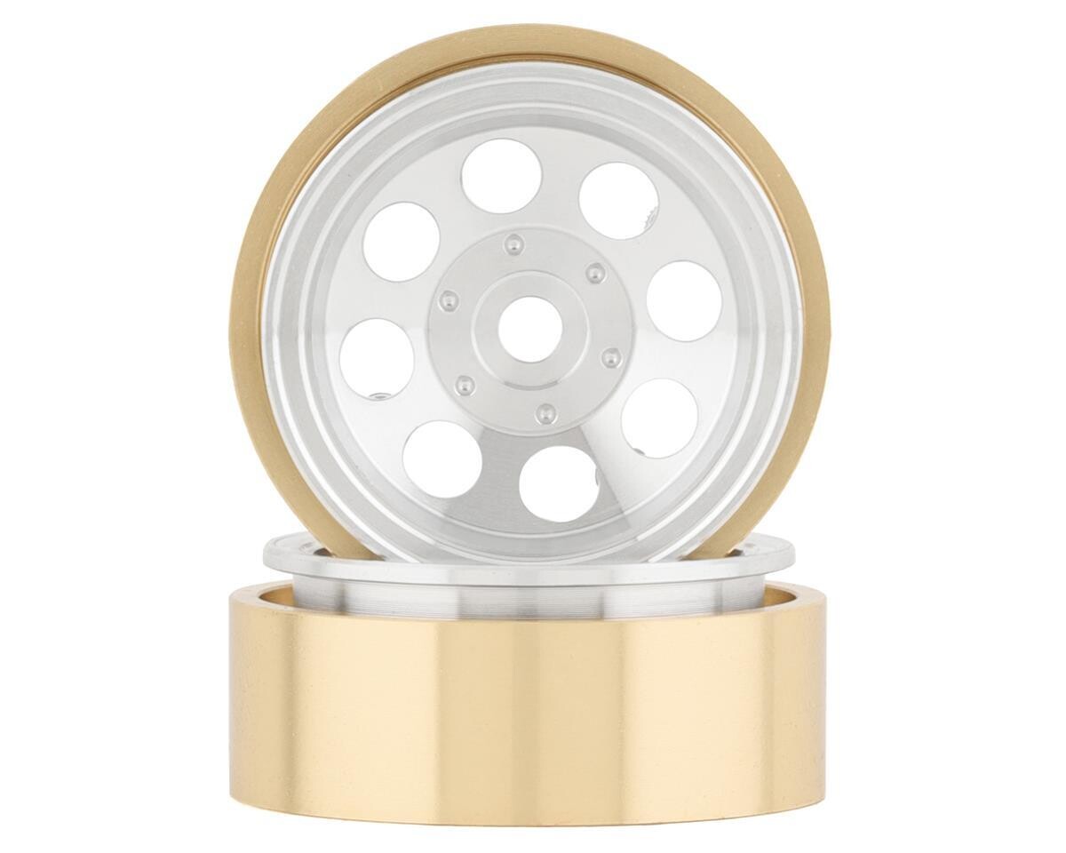 SSD00499 SSD RC 1.0” Aluminum/Brass 8 Hole Beadlock Wheels (Silver) (2)