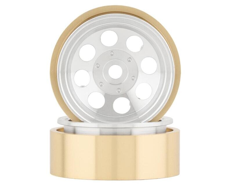 SSD00499 SSD RC 1.0” Aluminum/Brass 8 Hole Beadlock Wheels (Silver) (2)