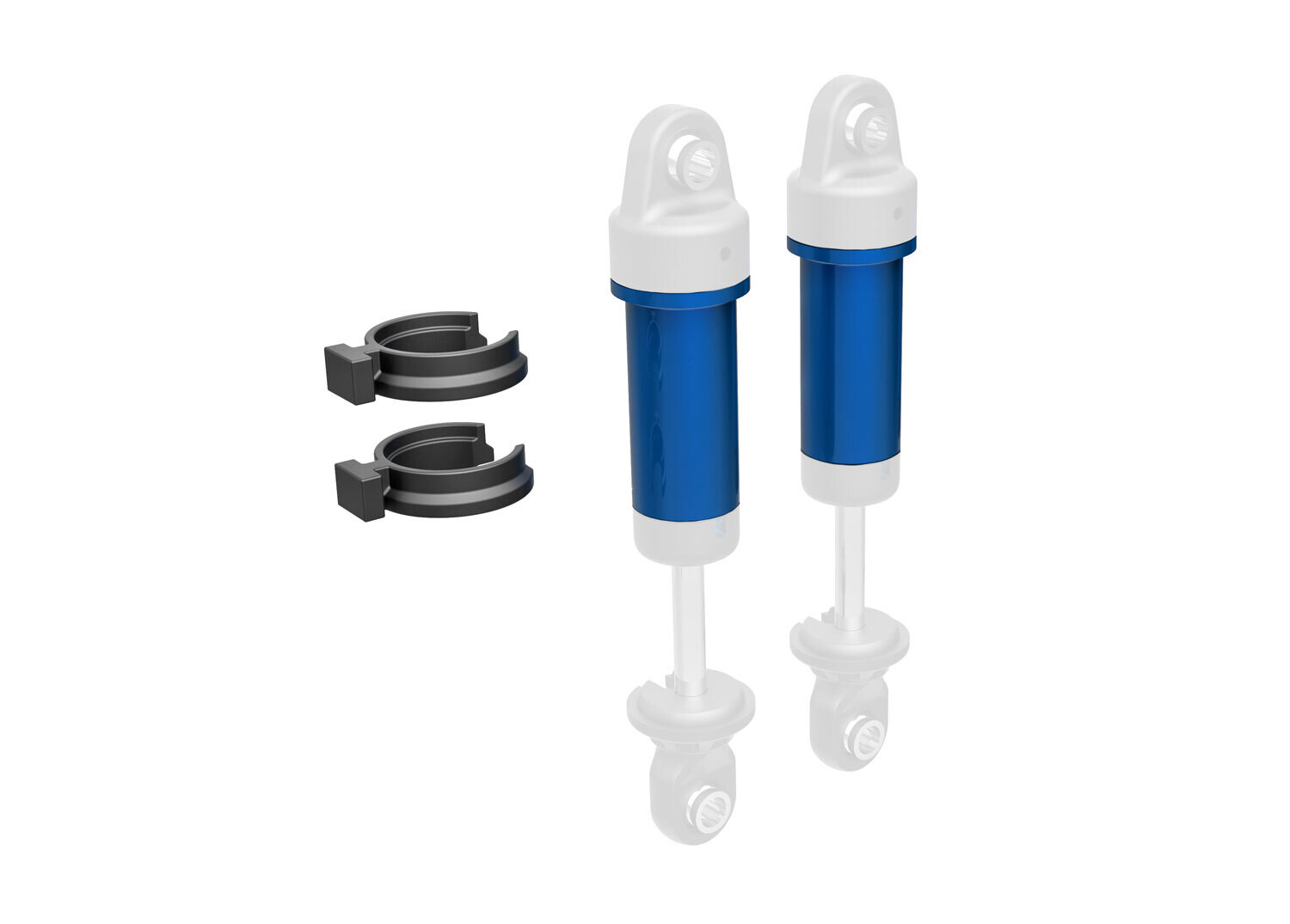 9763-BLUE Body, GTM shock, 6061-T6 aluminum (blue-anodized) (includes spring pre-load spacers) (2)