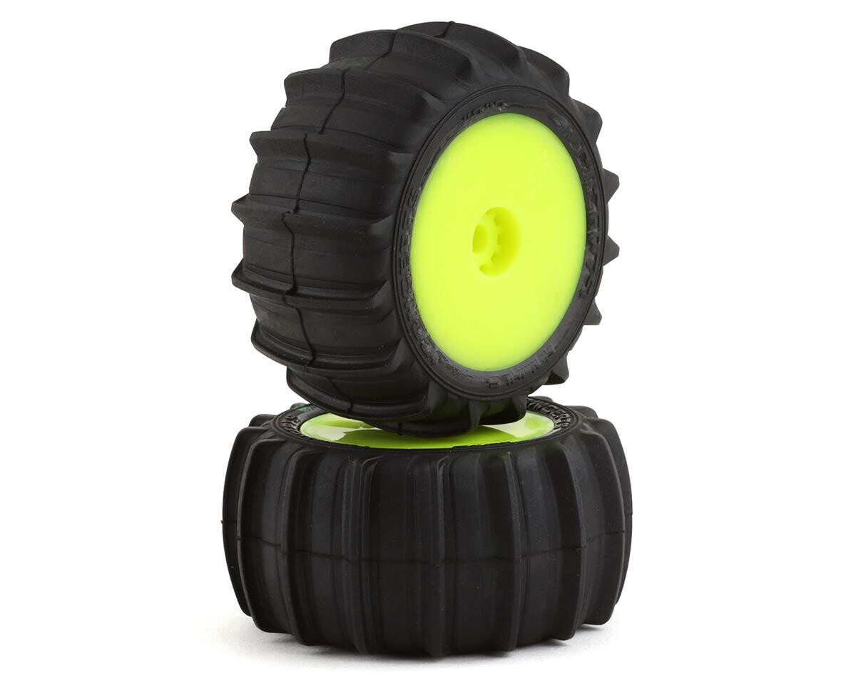 JCO4040-2221 JConcepts Mini-T 2.0 Animal Pre-Mounted Rear Tires (Yellow) (2) (Green)