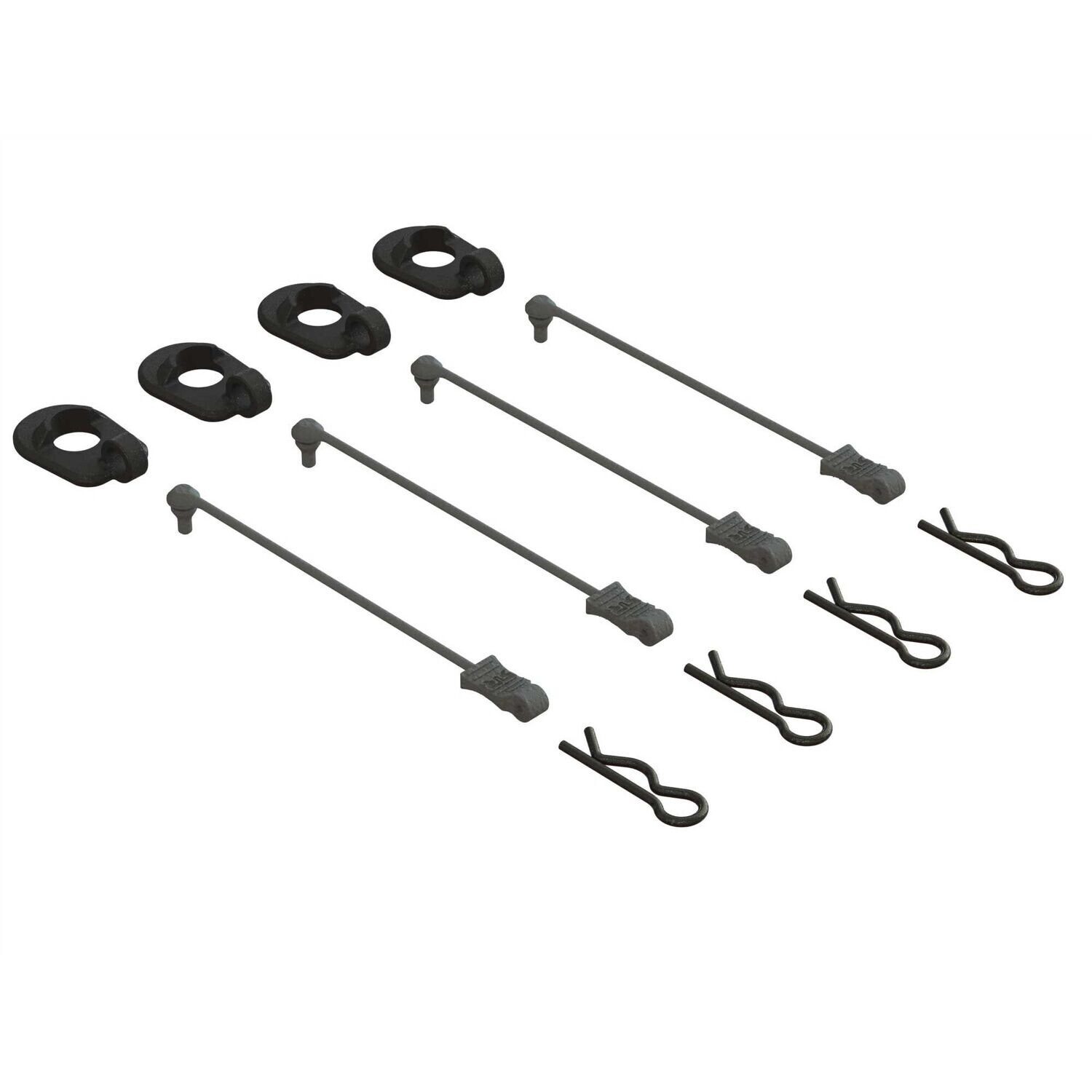 ARA390294 Body Clip Retainers, Black (4): 1/5 Scale