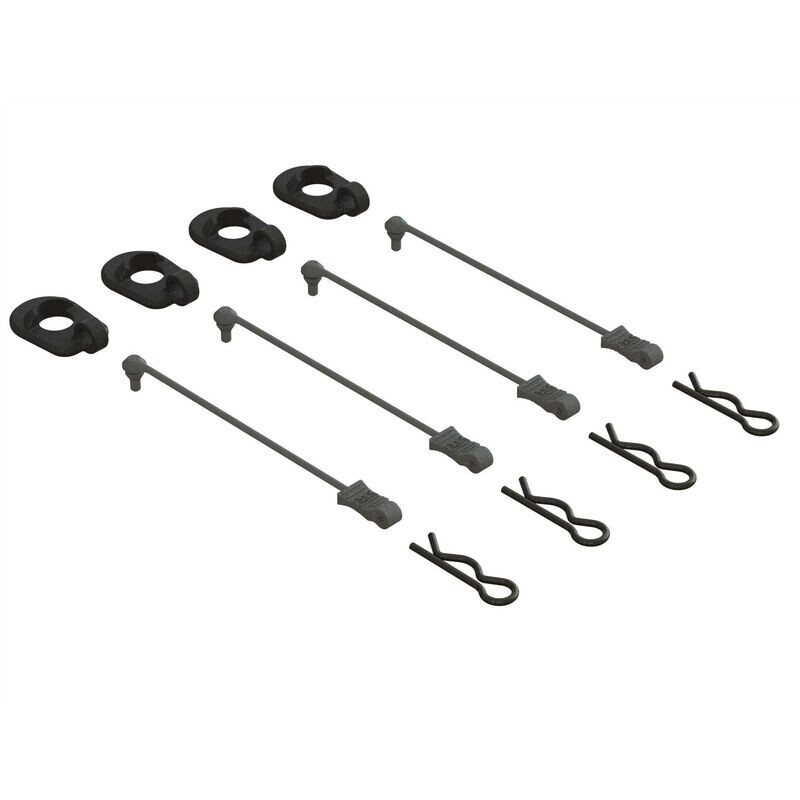 ARA390294 Body Clip Retainers, Black (4): 1/5 Scale