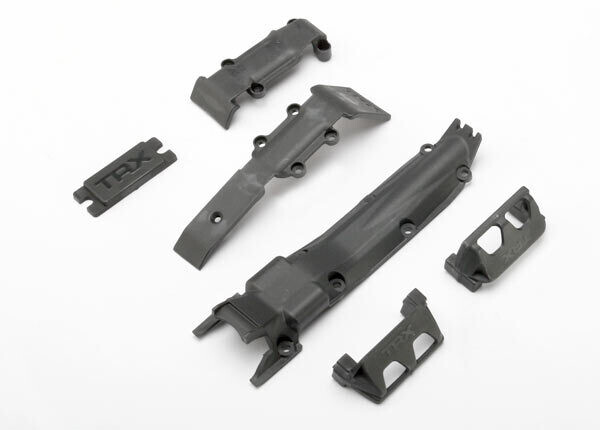 7037 Skidplate set, front (1)/ rear (1)/ transmission (1)/ steering servo guards (2) / steering servo cover plate (1)