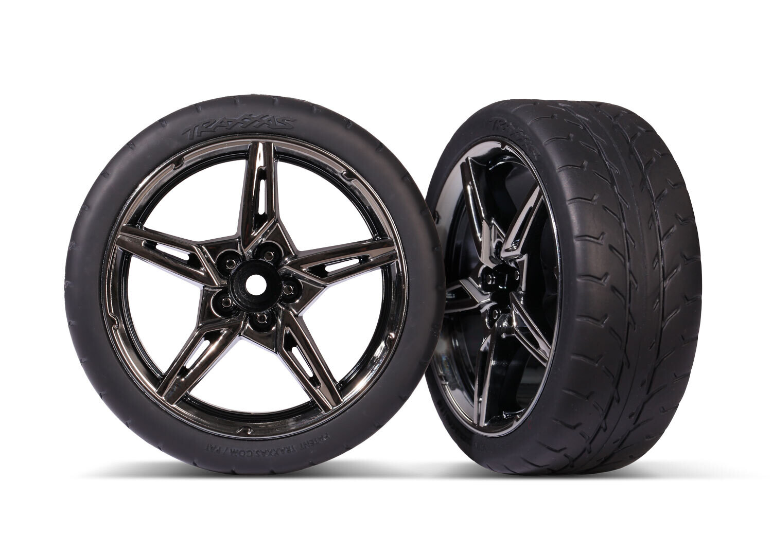 9370 - Tires and wheels, assembled, glued (split-spoke black chrome wheels, 2.1&#39; Response tires) (front) (2)