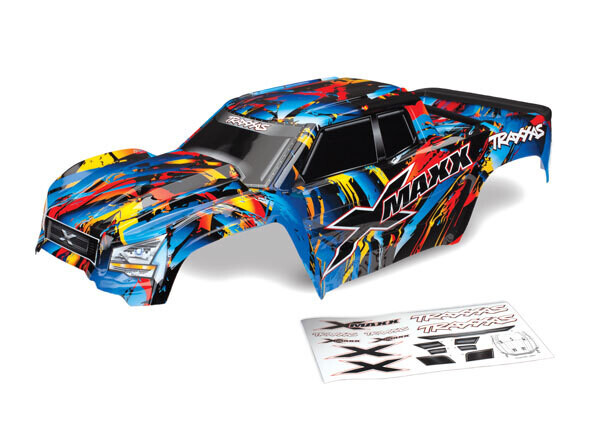 7711T Body, XMaxx, Rock n&#39; Roll painted, decals applied,  assembled with tailgate protector