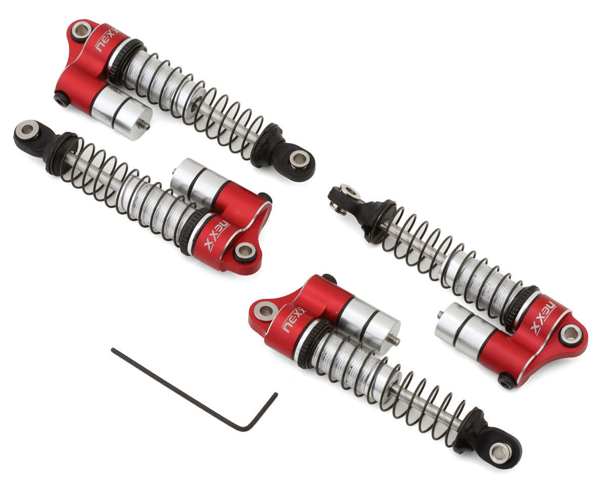NX-400-R NEXX Racing Traxxas 1/18 TRX-4M Reservoir Aluminum Threaded Oil Filled Shocks (4) (Red)
