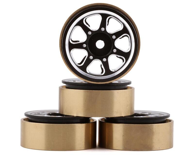 SAMSCX24-6669 Samix SCX24 Aluminum &amp; Brass 1.0&quot; Beadlock Wheel Set (Black) (4)