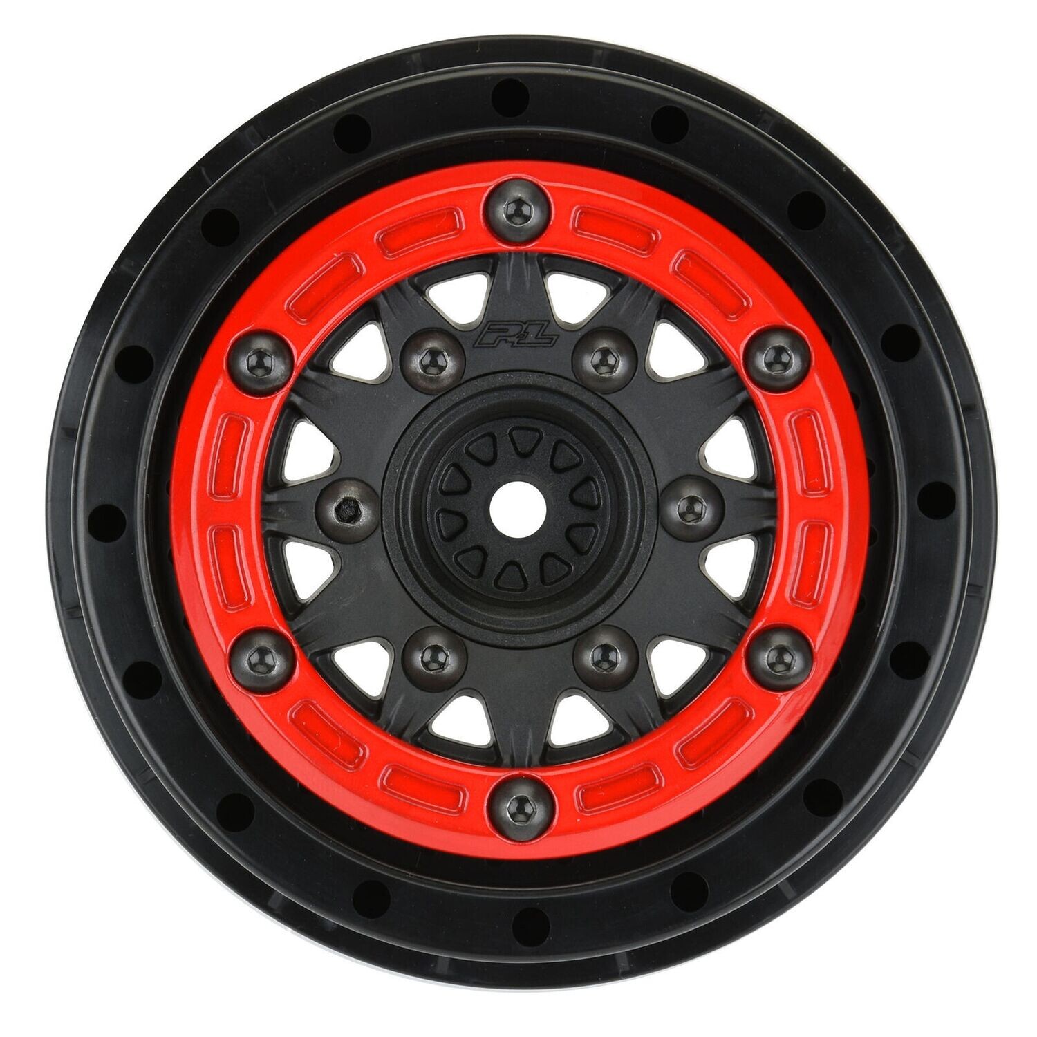 PRO281104 1/10 Raid Bead-Loc Fr/Rr 2.2&quot;/3.0&quot; 12 &amp; 14mm SC Wheels (2) Red/Black