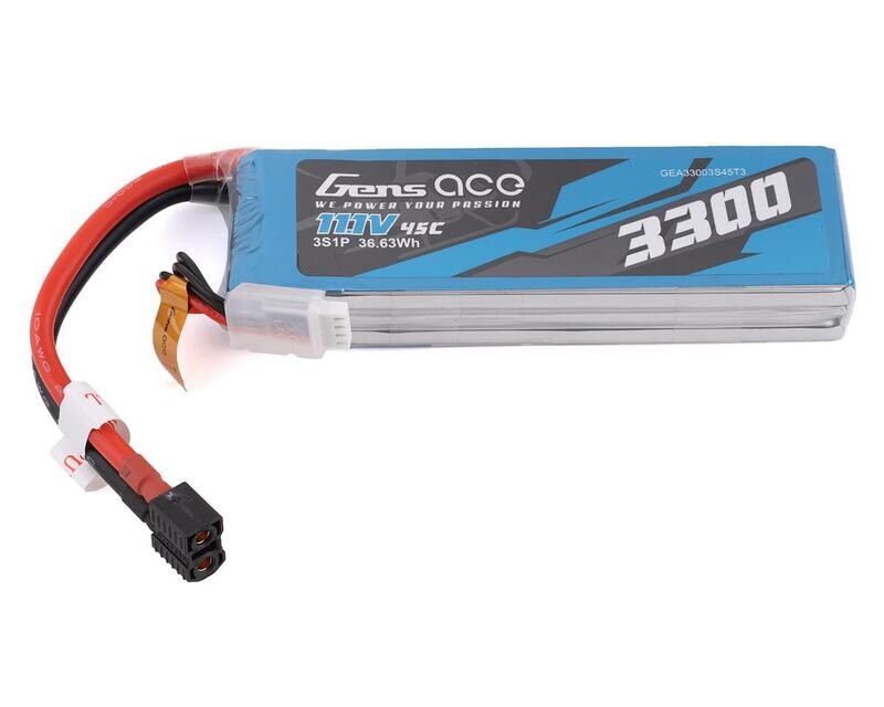 GEA33003S45T3 Gens Ace 3s LiPo Battery Pack 45C (11.1V/3300mAh) w/Universal Connector