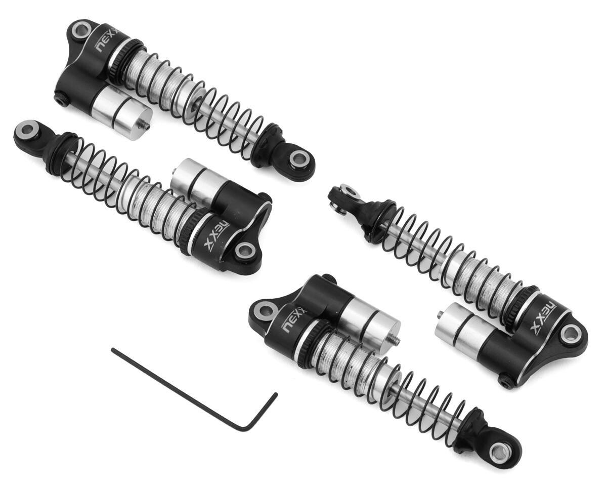 NX-400-B NEXX Racing Traxxas 1/18 TRX-4M Reservoir Aluminum Threaded Oil-Filled Shocks (4) (Black)