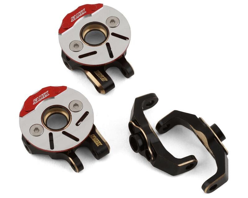 SAMTRX4M-4412C3 Samix TRX-4M Brass Steering Knuckle w/Scale Brake Rotor &amp; Brass C-Hub Set