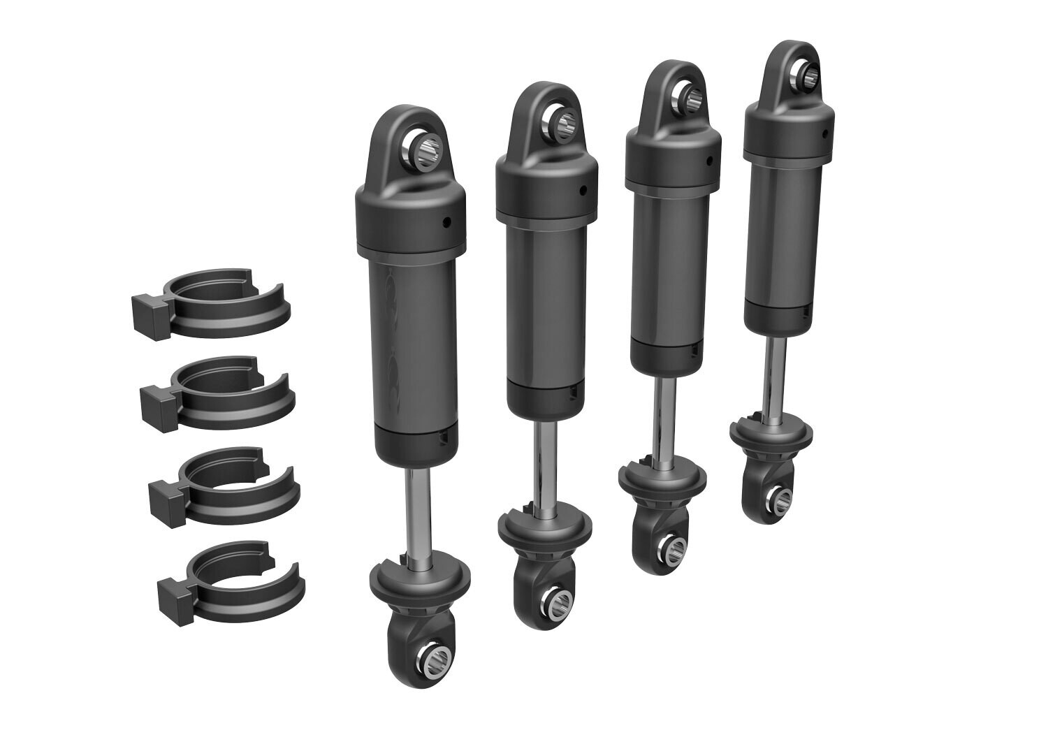 9764-GRAY  Shocks, GTM, 6061-T6 aluminum (dark titanium-anodized) (fully assembled w/o springs) (4)