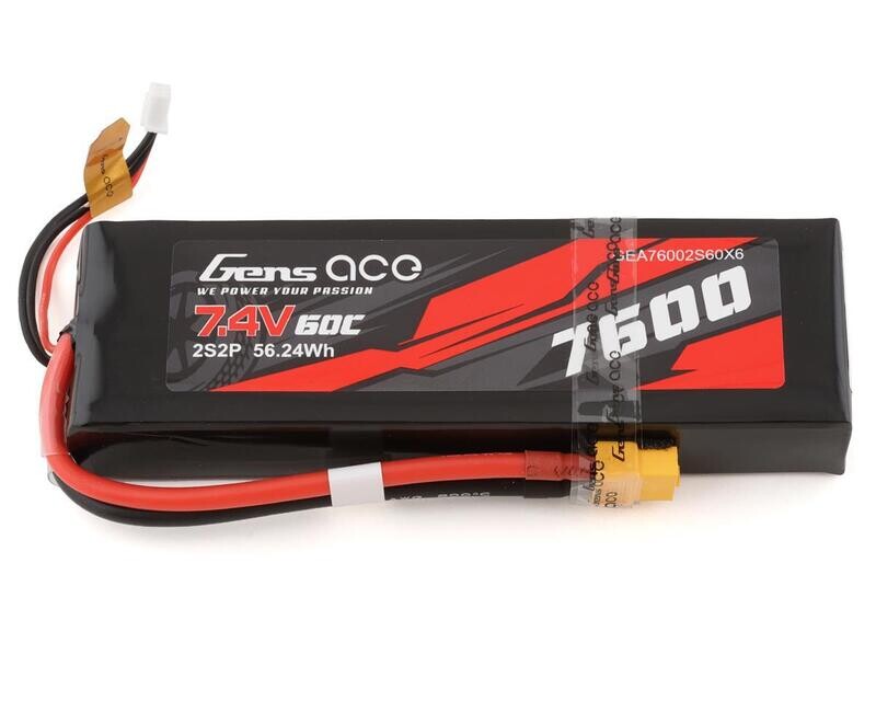 GEA76002S60X6 Gens Ace 2S LiPo Battery 60C (7.4V/7600mAh) w/XT-60 Connector