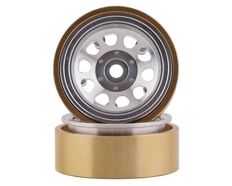 SSD00464 SSD RC SCX24 1.0” Aluminum / Brass D Hole Beadlock Wheels (Silver) (2)