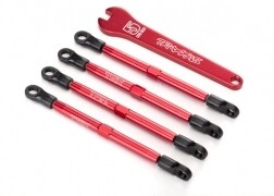 7138X Toe links, aluminum (red-anodized) (4) (assembled with rod ends and threaded inserts) fits 1/16 Revo and Summit