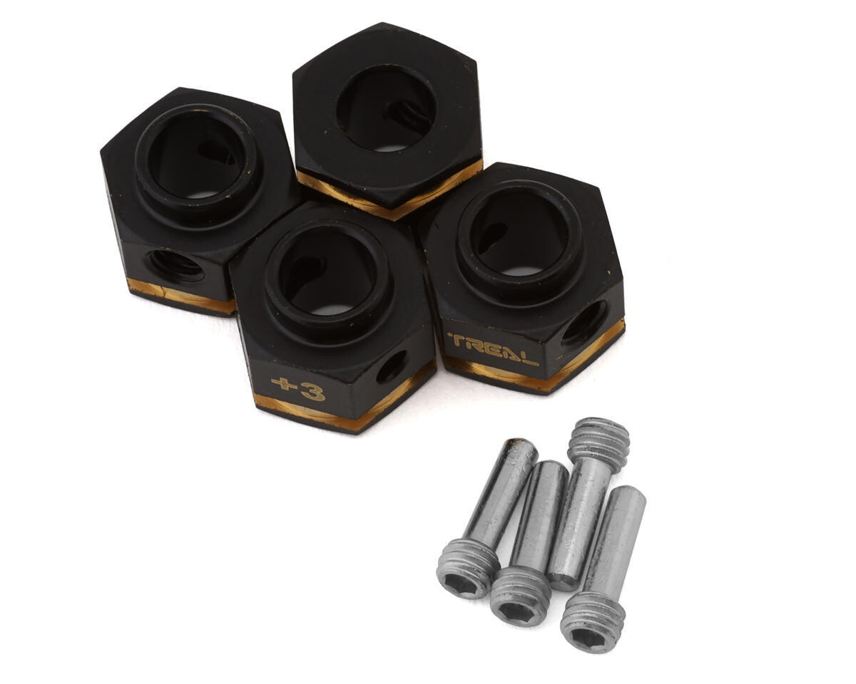 TLHTTRX4-17 Treal Hobby Traxxas TRX-4 Brass Hex Adapters (Black) (4) (+3mm)
