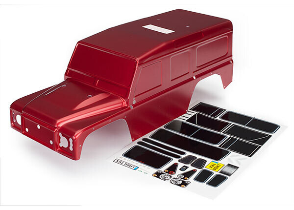 8011R Body, Land Rover Defender, red (painted)/ decals