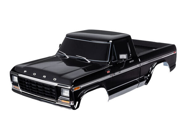 9230-BLK Body, Ford F-150 (1979), complete, black (painted, decals applied) (includes grille, side mirrors, door handles, windshield wipers, front &amp; rear bumpers, clipless mounting) (requires #9288 in
