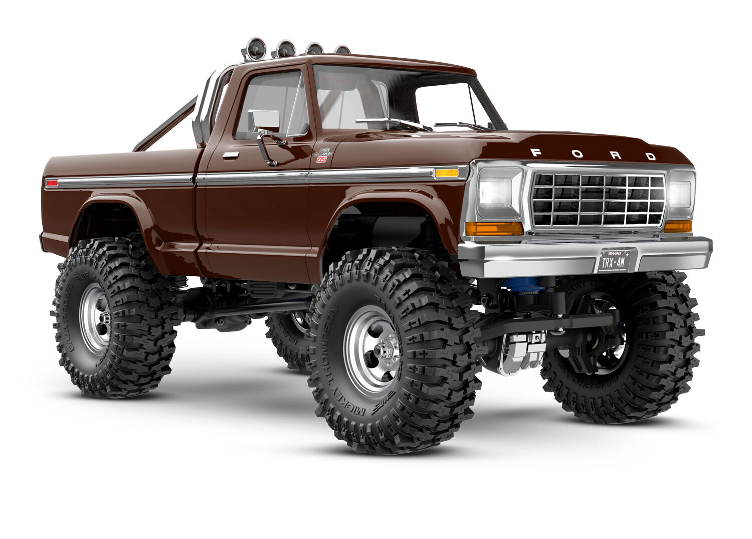 97044-1-BRN TRX-4M Ford High Trail Edition Scale and Trail crawler with Ford F-150 pickup body: 1/18 scale 4X4 trail truck, fully-assembled, Ready-To-Drive, with TQ 2.4 GHz 2-channel transmitter, and