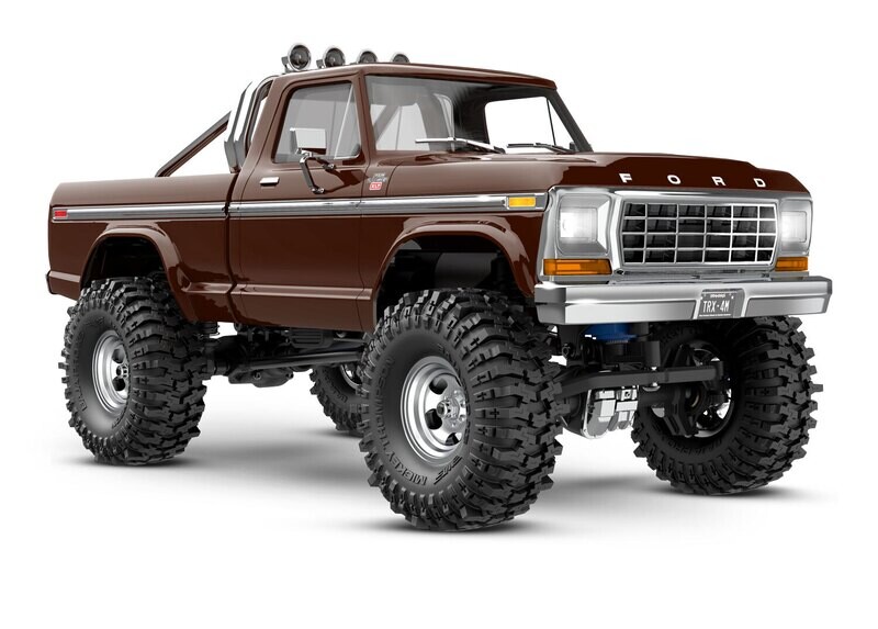 97044-1-BRN TRX-4M Ford High Trail Edition Scale and Trail crawler with Ford F-150 pickup body: 1/18 scale 4X4 trail truck, fully-assembled, Ready-To-Drive, with TQ 2.4 GHz 2-channel transmitter, and
