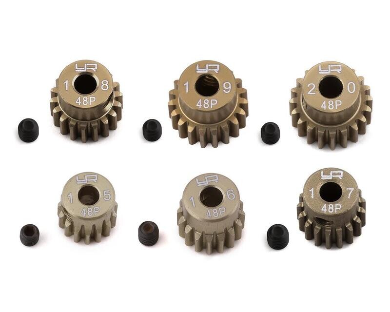 YEA-MG-48015-020  Yeah Racing Hard Coated 48P Aluminum Pinion Gear Set (15, 16, 17, 18, 19, 20T) (3.17mm Bore)