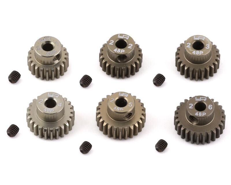 YEA-MG-48021-026  Yeah Racing Hard Coated 48P Aluminum Pinion Gear Set (21, 22, 23, 24, 25, 26T) (3.17mm Bore)