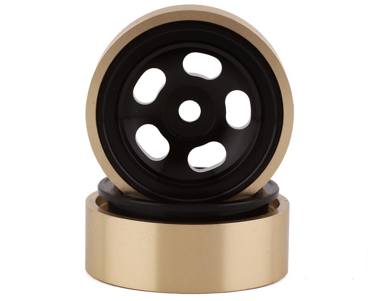 SSD00503  SSD RC 1.0” Aluminum/Brass 5-Slot Beadlock Wheels (Black) (2)