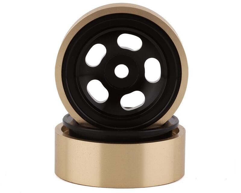 SSD00503  SSD RC 1.0” Aluminum/Brass 5-Slot Beadlock Wheels (Black) (2)