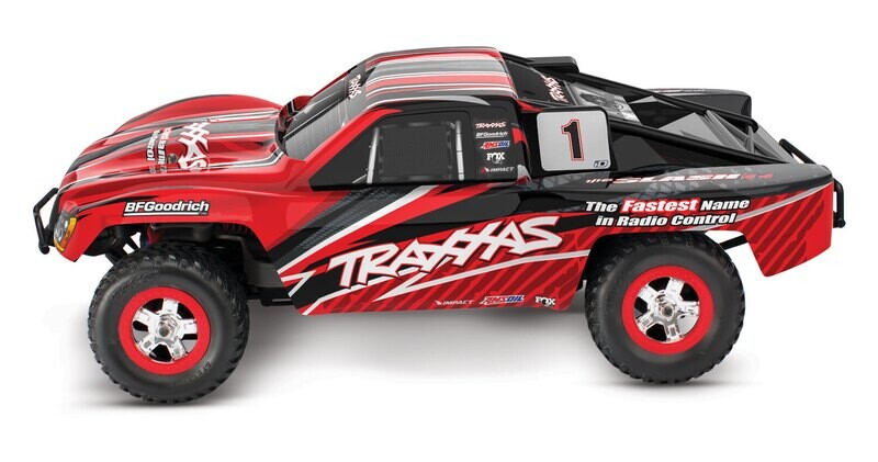 70054-8 - RED  1/16 Slash 4X4, fully assembled, Ready-To-Race with TQ 2.4 GHz radio system, Titan 12T 550 motor, XL-2.5 electronic speed control, 7.2 volt NiMH iD battery, 2-amp USB-C fast charger, an