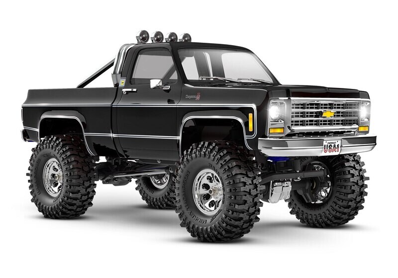 97064-1 - BLK TRX-4M High Trail Edition Scale and Trail Crawler with Chevrolet K10 pickup body: 1/18 scale 4X4 trail truck, fully-assembled, Ready-To-Drive, with TQ 2.4GHz 2-channel transmitter, and E