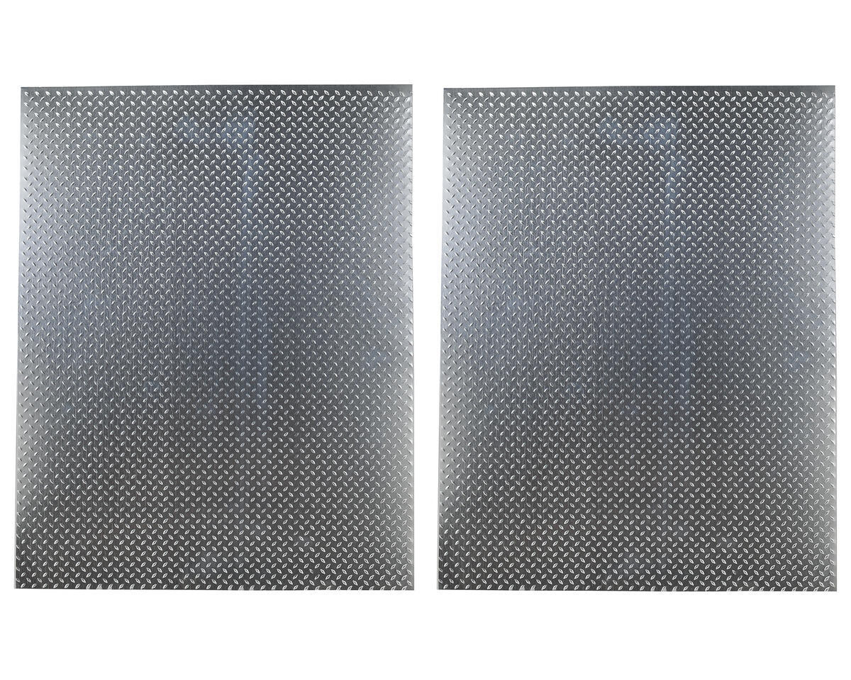 HRAACC1808DP  Hot Racing Aluminum Scale Diamond Plate Sheet (Silver) (2) (22x28cm)