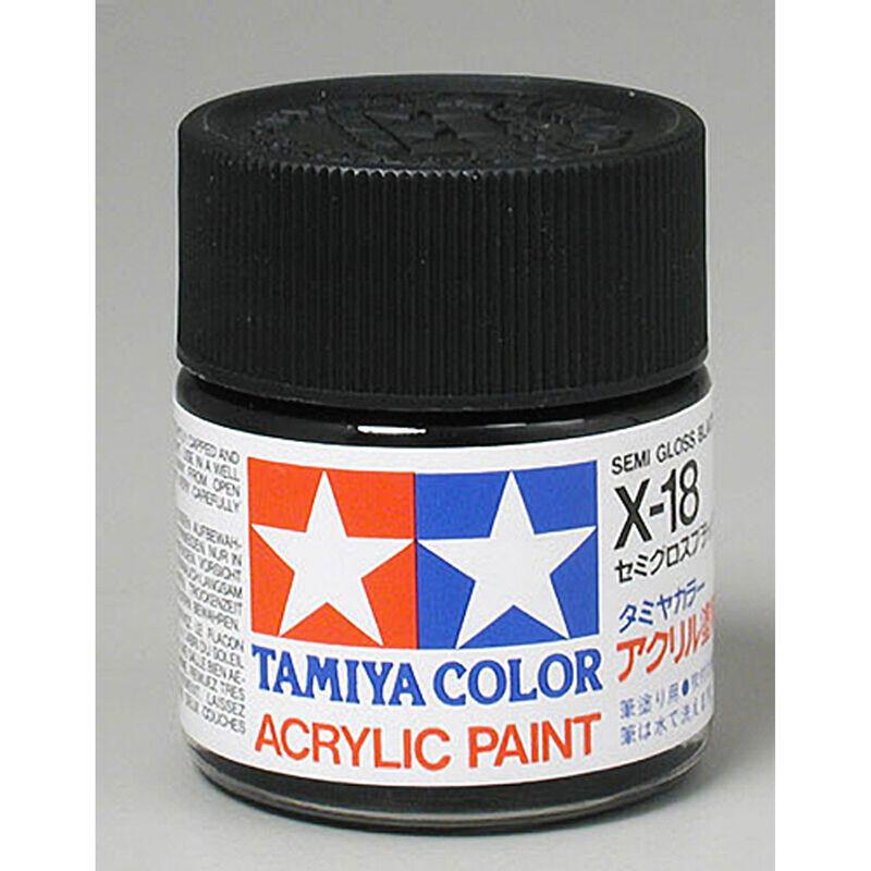 TAM81018 Tamiya X-18 Black Semi-Gloss Acrylic Paint (23ml)