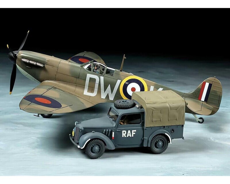 TAM25211 Tamiya 1/48 Supermarine Spitfire Mk.I &amp; Light Utility Car Model Set