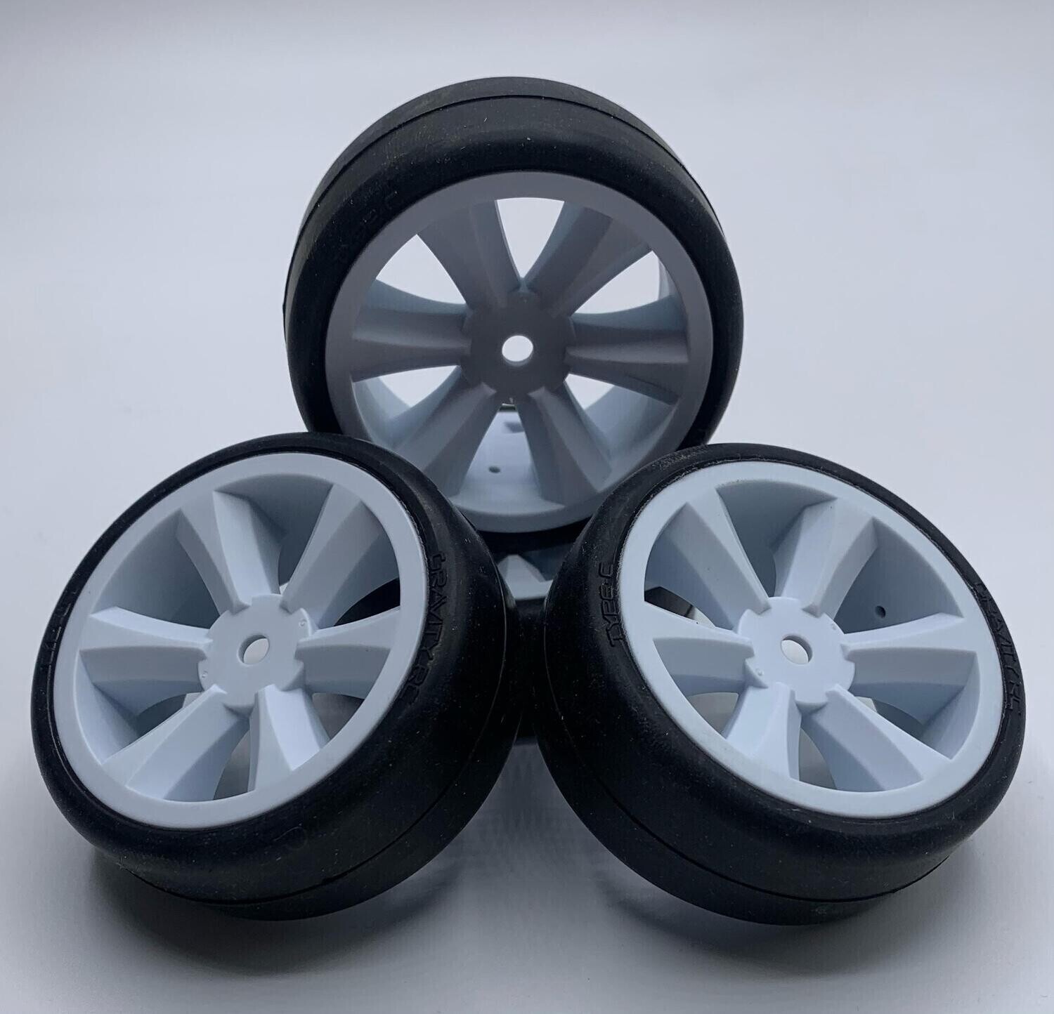 GRC132W G-Spec Type C Rubber Touring Car Tire on Gravity Rc Edge Wheel White
