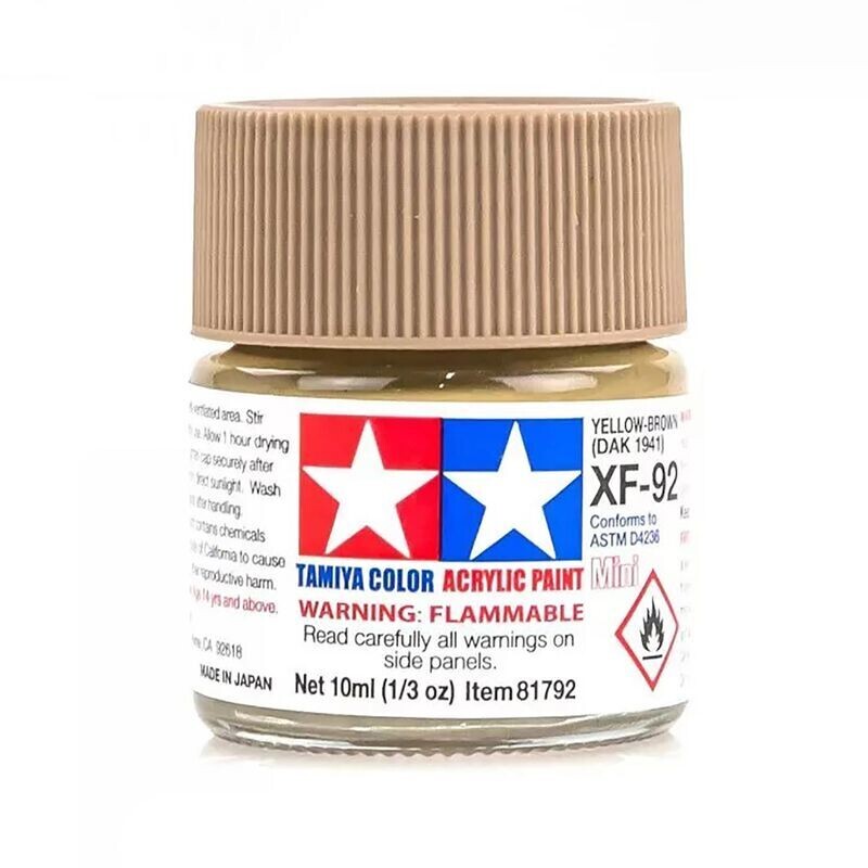 TAM81792  Tamiya XF-92 Yellow-Brown DAK 1941 Acrylic Mini Paint (10ml)