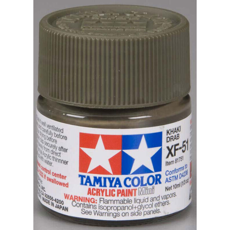 TAM81751   Tamiya XF-51 Flat Khaki Drab Acrylic Paint (10ml)