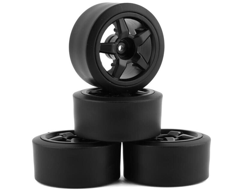 UDI1601-005#B  UDI RC 1/16 Pre-Mounted Drift Tires (Black) (4) (w/9mm Hex)