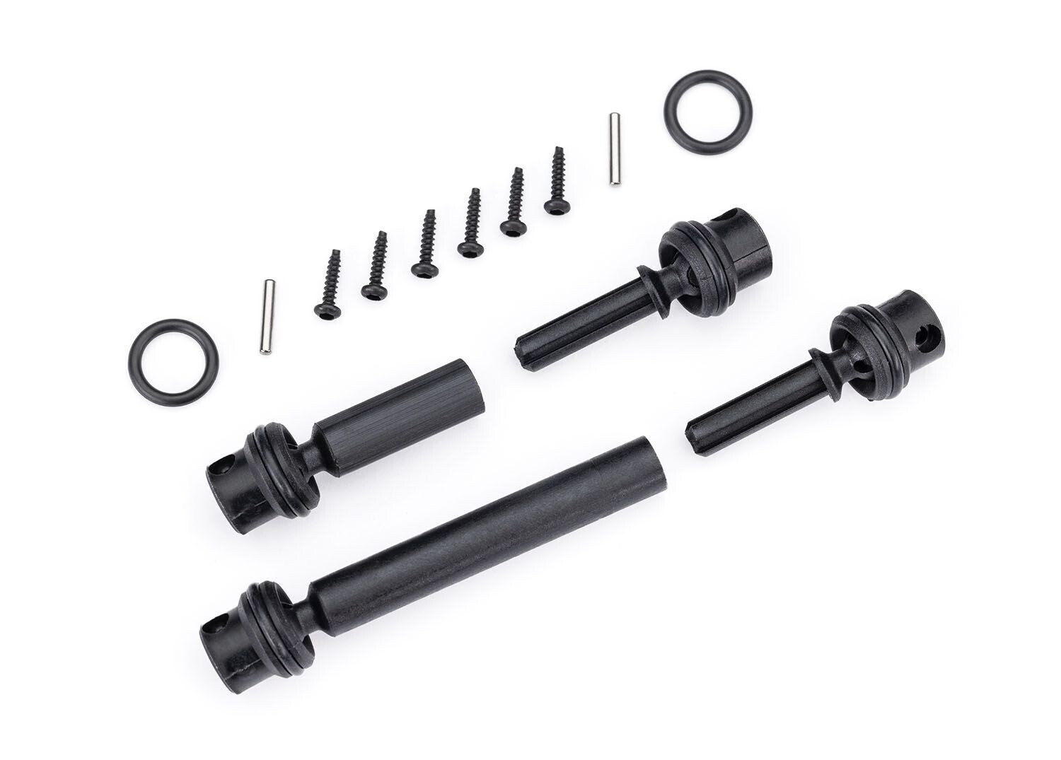 9855 Driveshafts, center, assembled (front &amp; rear) (fits 1/18 scale TRX-4M™ vehicles with 161mm wheelbase)