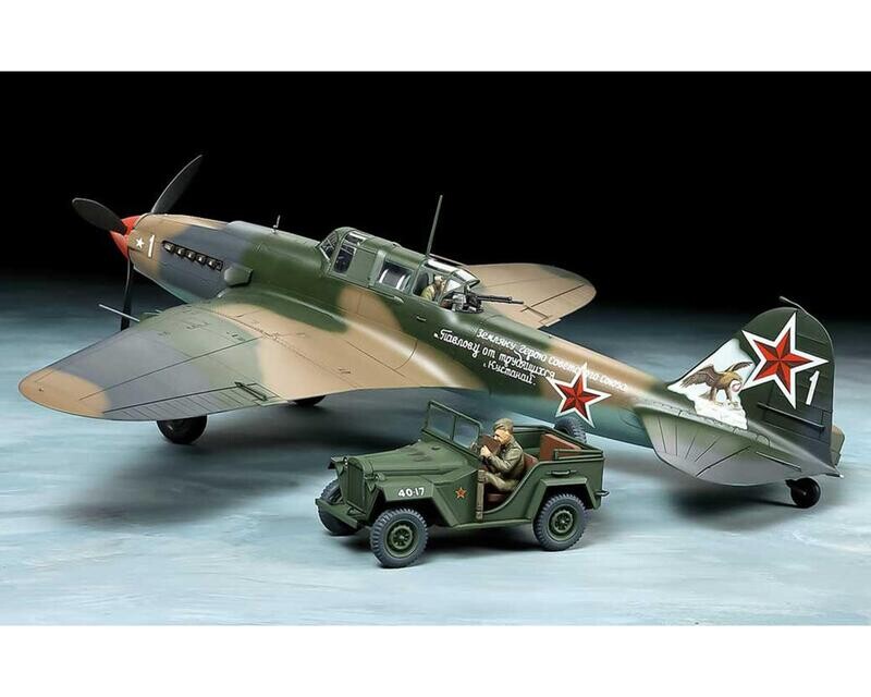 TAM25212 Tamiya 1/48 Ilyushin IL-2 Shturmovik &amp; GAZ-67B Model Set