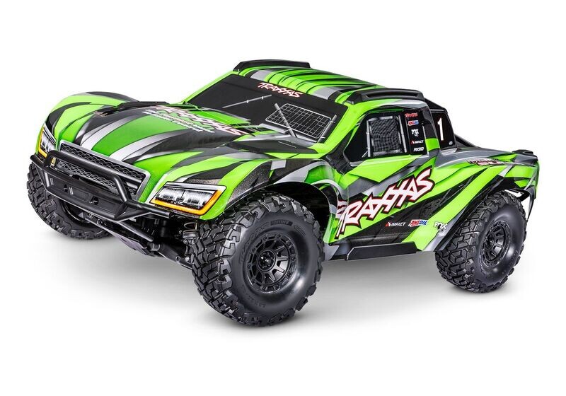 102076-4-GRN  Maxx Slash: 6s Brushless Short Course Truck. Ready-To-Race® with TQi™ 2.4 GHz radio system with Traxxas Stability Management® and VXL-6s ESC