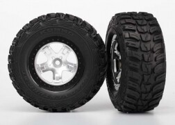 5880 Tire &amp; wheel assy, glued (SCT satin chrome, black beadlock style wheels, Kumho tires, foam inserts) (2) (4WD front/rear, 2WD rear only)