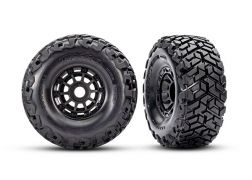 10272 Tires &amp; wheels, assembled, glued, left (1), right (1) (black wheels, Maxx Slash belted tires, foam inserts) (17mm splined) (TSM rated)