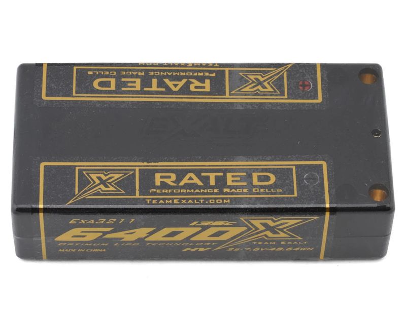 EXA3211 Team Exalt &quot;X-Rated&quot; HVX Shorty 2S 135C Lipo Battery (7.6V/6400mAh) w/5mm Connectors (ROAR Approved)