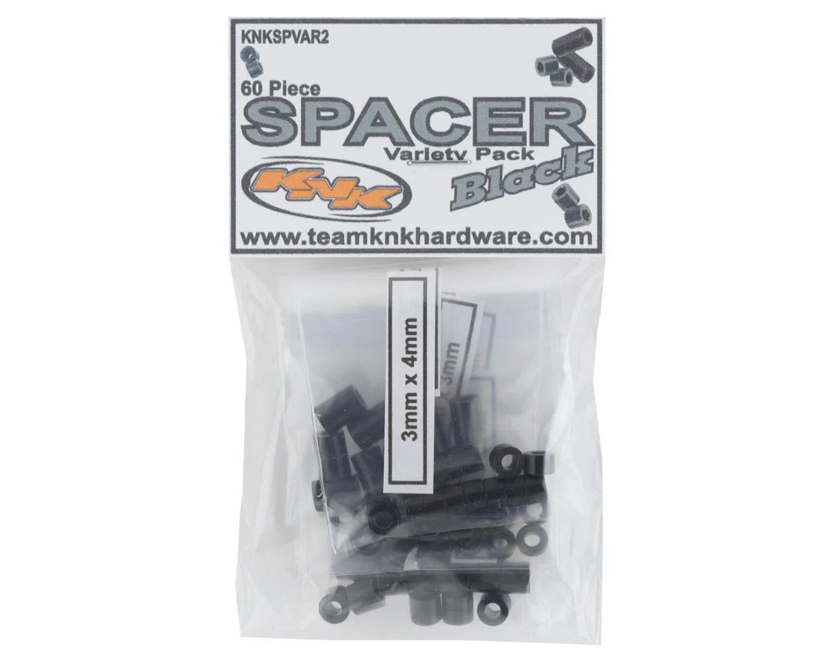 KNKSPVAR2 Team KNK Aluminum Spacer Variety Pack (Black) (60)